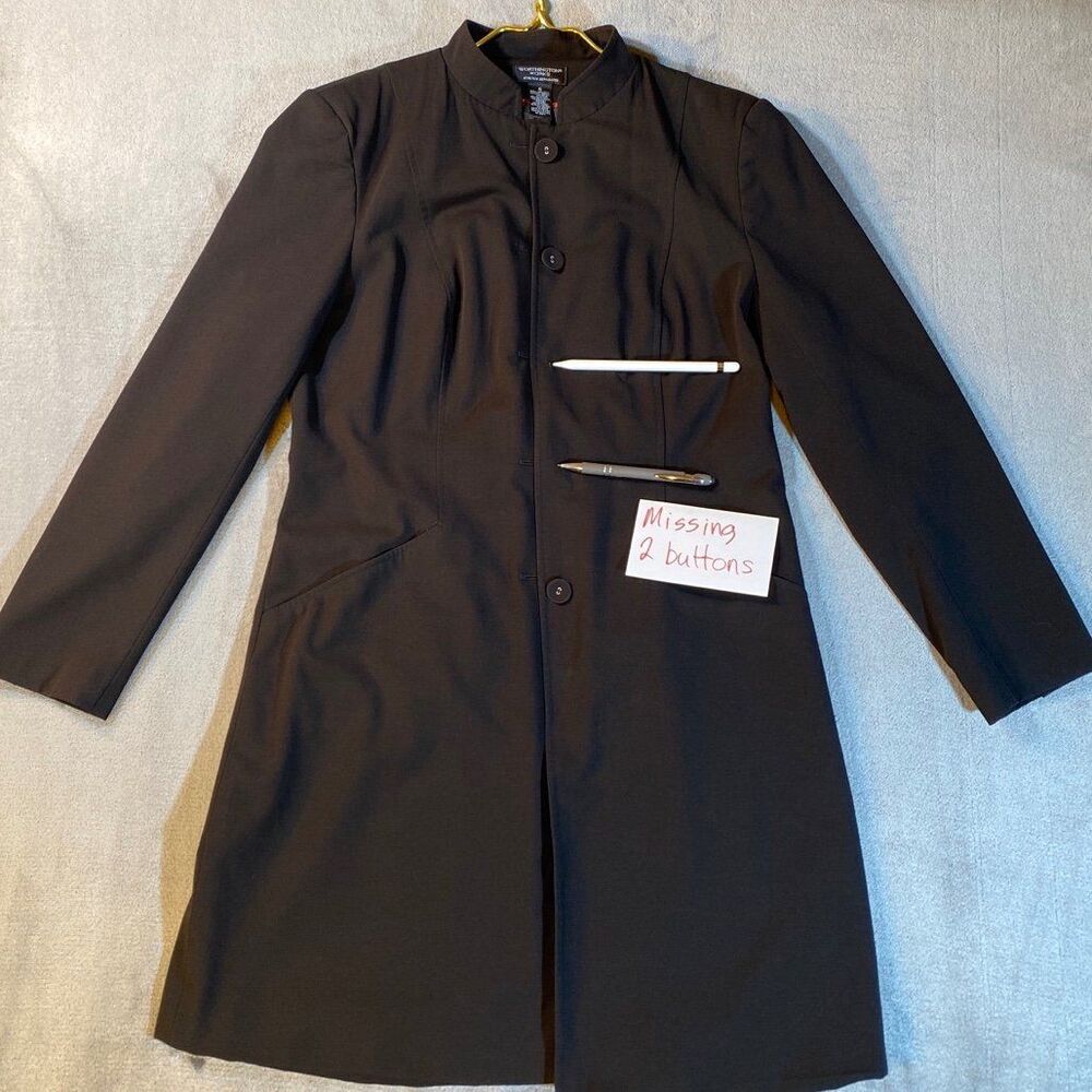 Coat Wellington Works, Size 12, Stretch Separate, Black Fitted, Lined, Long USED